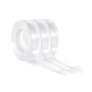 VEVOR Double Sided Tape Heavy Duty, 16 ft Nano Mounting Tape( 3 Pack), Strong Adhesive Reusable, Clear Two Sided Wall Tape, Removable Poster Picture Hanging Strips for Home Office Car Outdoor Use