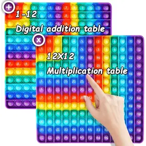 Multiplication Game Table ​   pop and Digital Addition Tables 12x12 Multiplication Table Math Toys, Yadisheng Rainbow Dimple Fingertip Toys, Math Operations it Multiplication ​ Chart Board