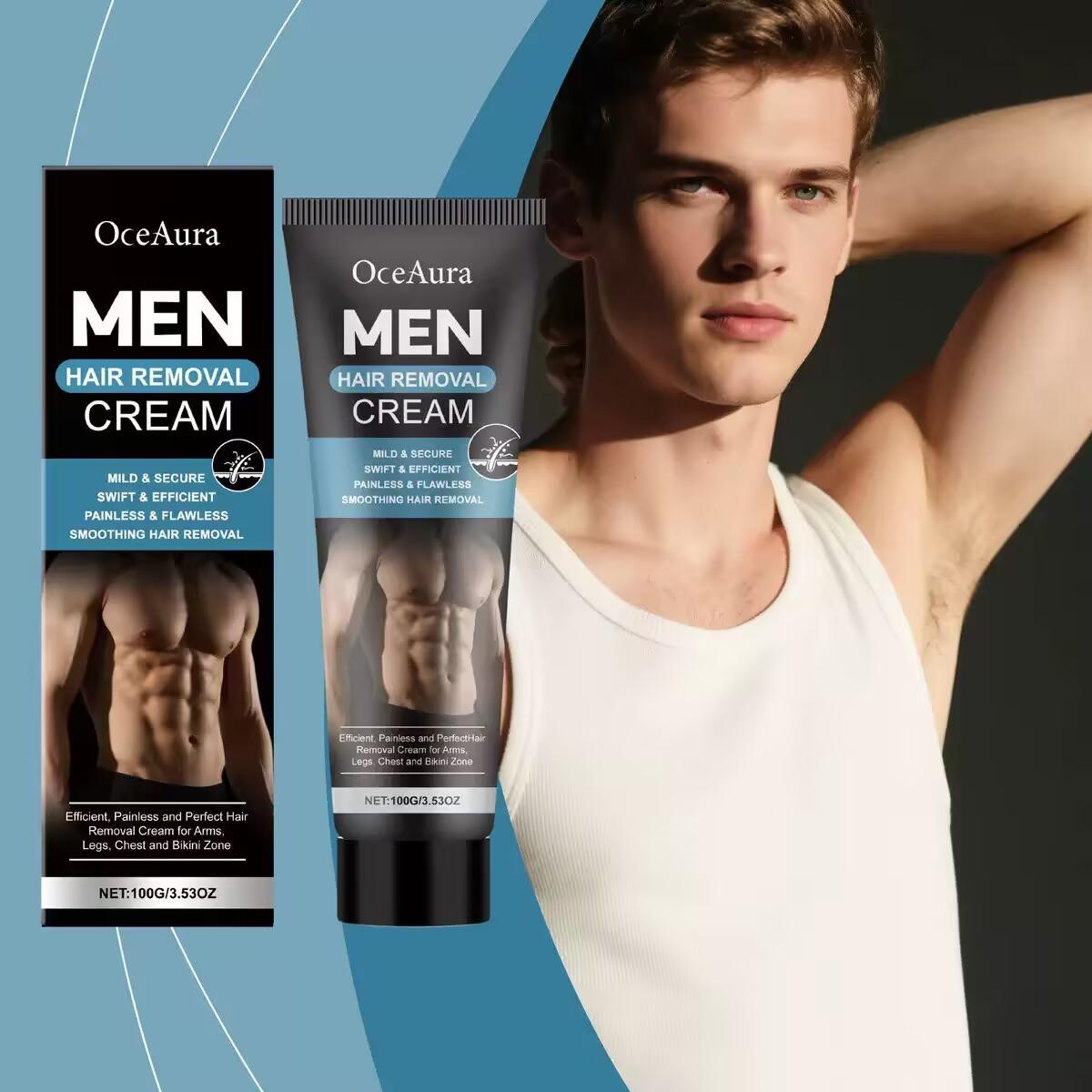 OceAura Men's hair removal cream, suitable for full-body hair removal, ideal for chest, back, legs, and underarms. Achieve quick and painless hair removal at home in just 5 minutes, removing hair from the root to maintain smooth skin. OceAura Men's hair removal cream, suitable for full-body hair removal, ideal for chest, back, legs, and underarms. Achieve quick and painless hair removal at home in just 5 minutes, removing hair from the root to maintain smooth skin.