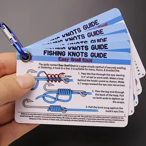 Fishing Knot Guide Card, containing 12 of the most practical fishing knots, how to tie practical fishing knots, and including a mini storage buckle | Ideal for beginner anglers, a must-have for fishing gear | Educational fishing aid | Durable PVC card