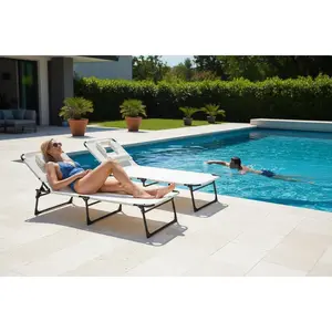 Outdoor Folding Face-Down Tanning Chair with Face Hole, 5-Position Adjustable Backrest, Detachable Pillow & Side Pocket, Portable Sun Lounger for Beach, Patio, Pool