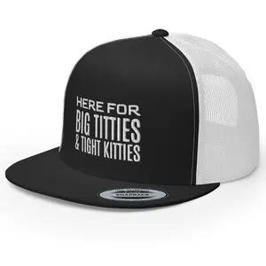 RIVEMUG Here for Big Titt*es and Tight Kitties Trucker Hat Flat Bill High Crown Adjustable Funny Cap Baseball Cap