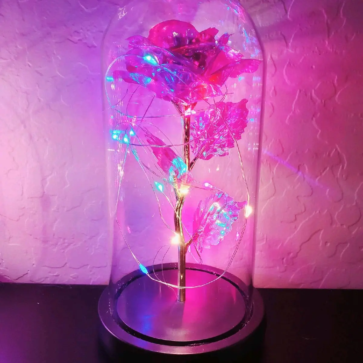 Pink galaxy rose glass dome was 15.00 now only $10.89 sale Box Decor Decorative Centerpiece Flowers Decoration