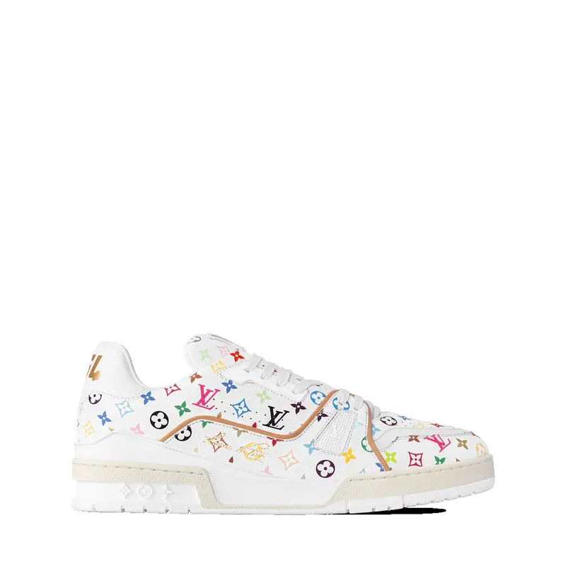 ‮ nottiuV siuoL ‬    X Takashi Murakami LeatherLow-Top Lace-Up Sports Shoes - House WhiteAthletic Footwear, Maison Mihara Casual Trainers