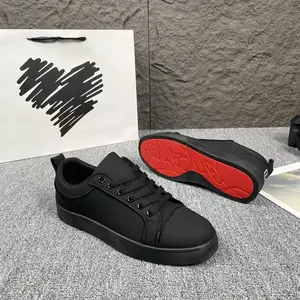 2025 bestselling men’s black retro casual sneakers with classic red sole—autumnal, stylish, athletic