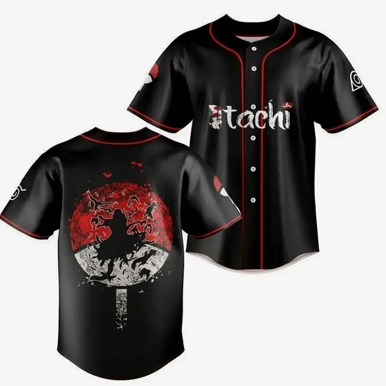 Full Print Uchiha #Itachi Naruto Baseball Jersey, Print Anime Baseball Jersey, Retro Trendy Anime Jersey Shirt