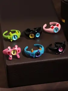 2pcs New Monster Cat Women's Rings, Skin-Friendly Hypoallergenic Material, Suitable for All Hand Shapes, Perfect Gift for Girlfriend Birthday Festival