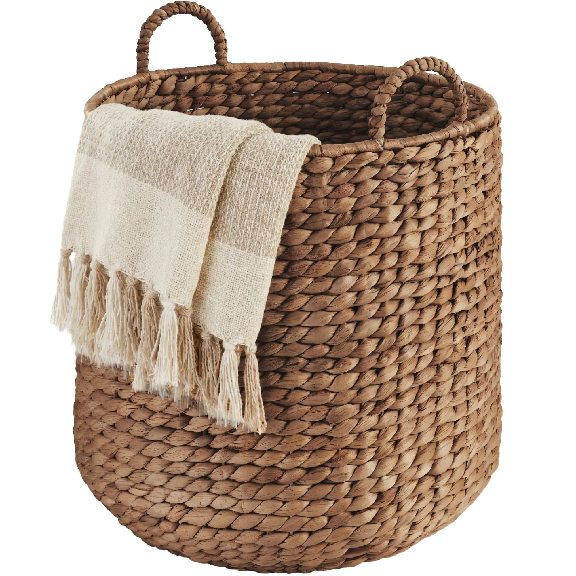 Best Choice Products Round Storage Basket w/ Handles, Handwoven Water Hyacinth, Storage Organizer Tote