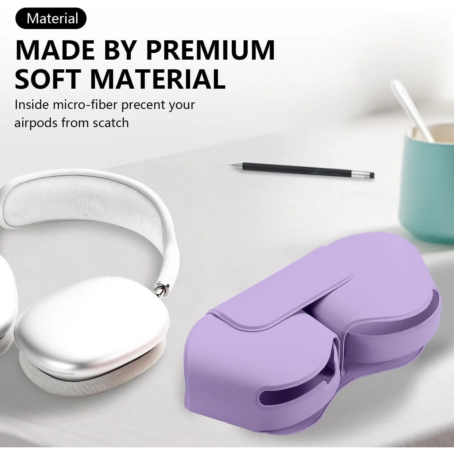 F-HPS32 for Apple Airpods Max Smart Case Cover, Soft PU Leather