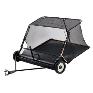 VEVOR Lawn Sweeper Tow Behind,  Max. 52 Inch 26 cu.ft. Large Pull Behind Grass Sweeper, Heavy Duty Leaf & Grass Collector with Dumping Rope Design, Adjustable Sweeping Height for Picking Up Debris & Grass