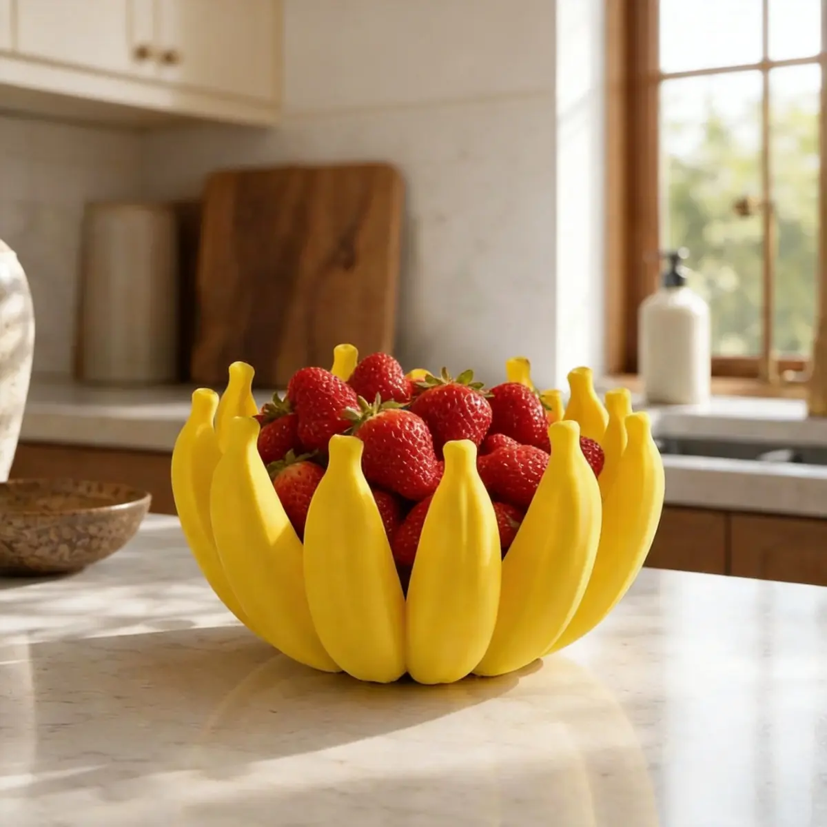 Banana Shaped Fruit Bowl 3D Printed Creative Holder for Kitchen Countertop Unique Home Decor Storage Tray