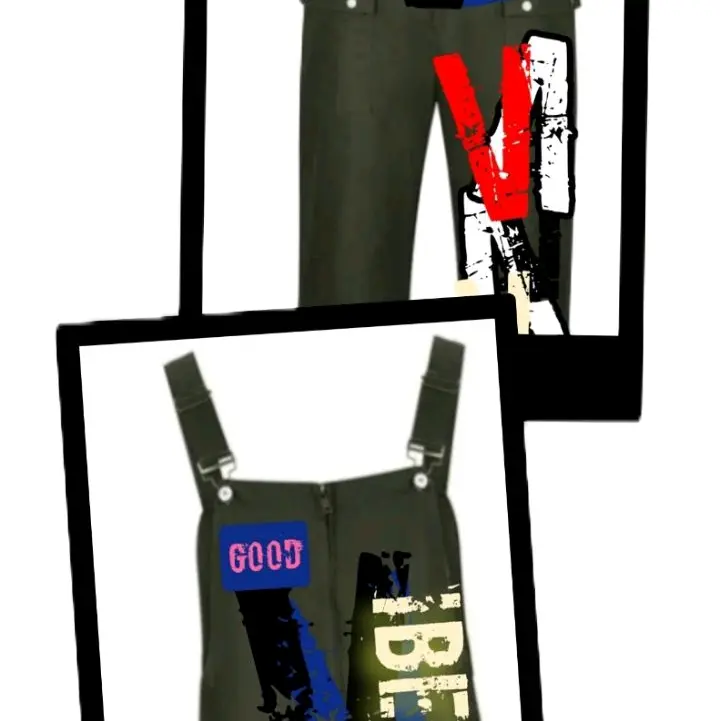 GRAFFITI BIB OVERALLS - Army Green Color with Colorful Graffiti Design for Stylish Comfort Base Versatile Use for Casual Wear