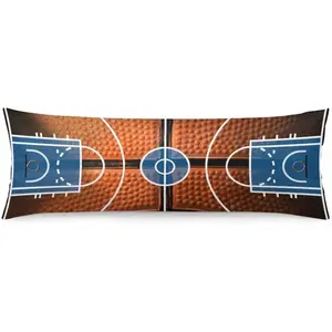 Basketball  Pillow Cover Basketball Court  Playground  Floor  Field Long Pillow Case Protector with Zipper Decorative Pillowcase Soft Large Pillow Cases Covers for Bed,20"x54"
