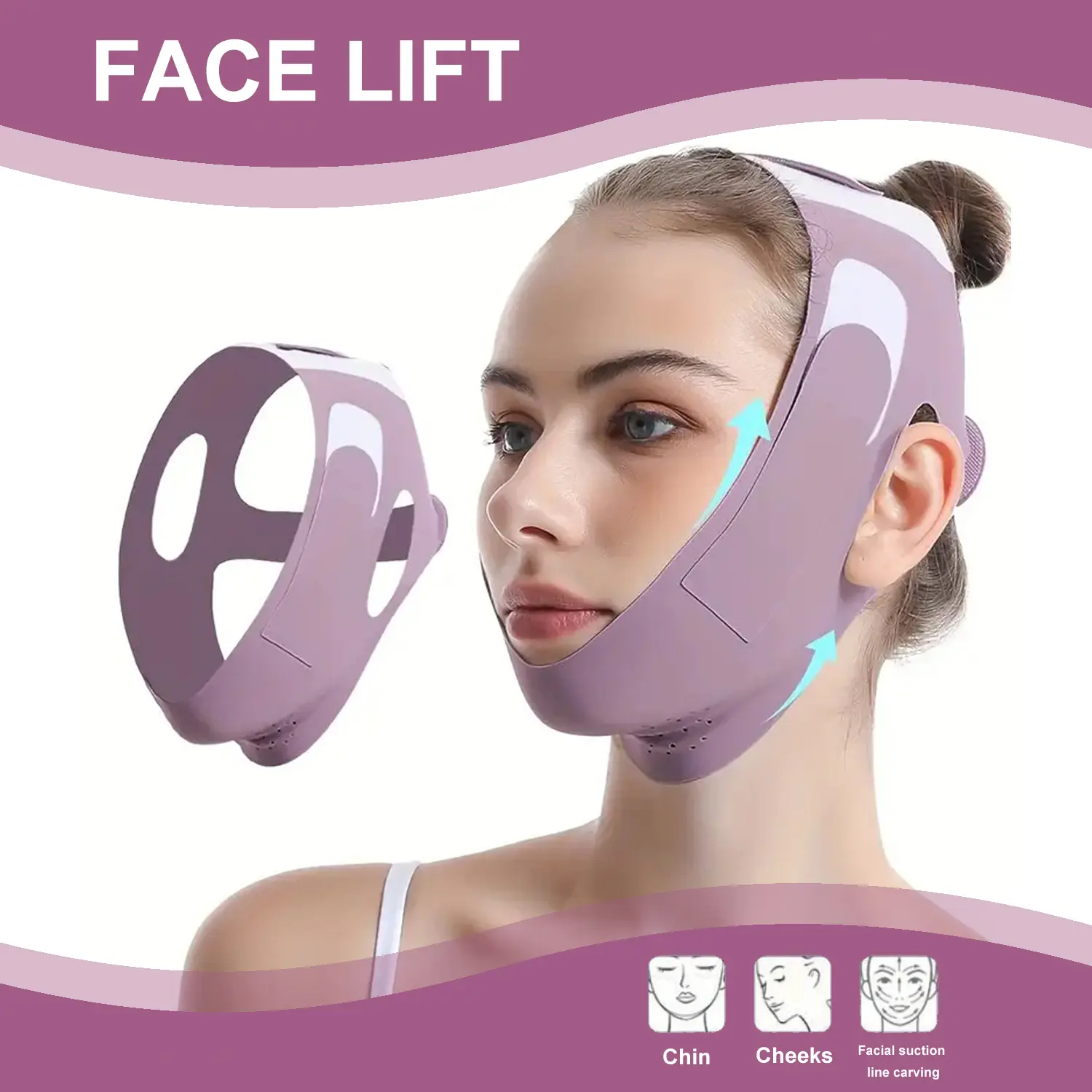 1PCS Breathable V Line Face Lifting Strap -Sleeping Mask Strap for Women - Chin and Cheek Lifting Bandage for V Face Lift -Firming and Contouring V Shape Lift Enhance Skin Elasticity Reduce