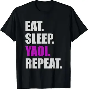 Menswear Unisex Classic Short-Sleeve Graphic Tee – Certified Yaoi Addict, Eat Sleep Yaoi Repeat Meme Shirt for BL Anime Fans