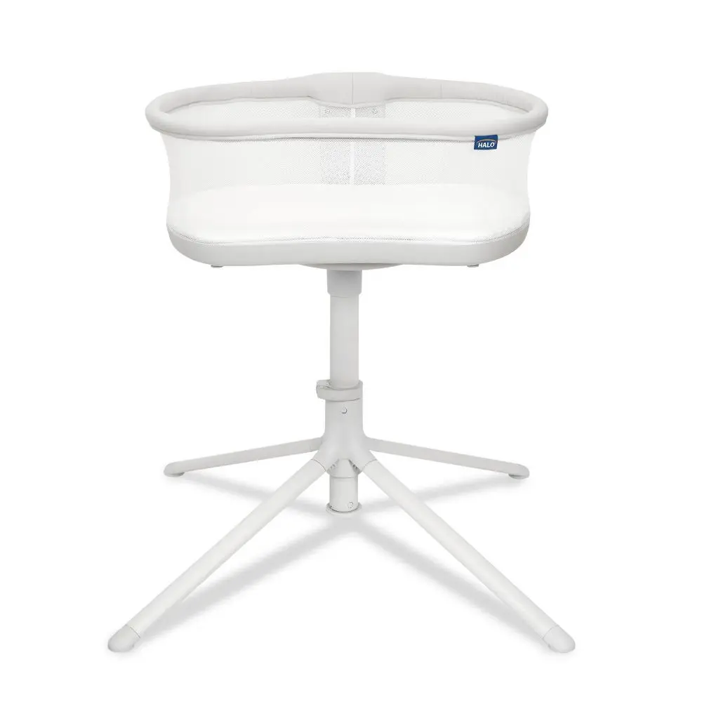 HALO BassiNest 3.0 Rotating Bedside Sleeper for Babies, 2-in-1 Design with Portable Nest for Daytime Use, Adjustable Height Metal Frame, 100% Polyester with Foam Mattress