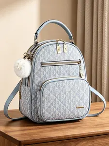 Letter Print Fashion Backpack, Multi-Pocket Casual Shoulder Bag, Large Capacity, Adjustable Straps, Ideal for Women, All Seasons, Zipper Backpack