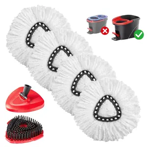 4-Pack Mop Replacement Heads for Ocedar Easywring 1-Tank Spin System Mop Replace Head EasyWrin Spin Mop Heads Replacements, Easy Cleaning Mop Head Replacement (No Bucket)