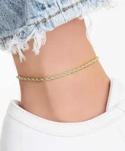 18K Gold Plated Anklet for Women Braided Rope Anklet - Fashion Jewelry Accessory