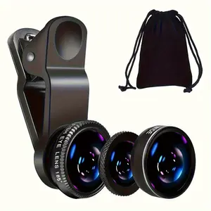 3-in-1 fisheye wide-angle miniature camera lens compatible with smartphone lens Mobile Lens with phone clip Phone Accessories