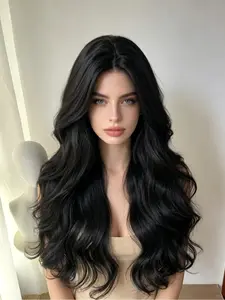 Black Long Wavy Lace Front Wig, Lace Frontal Wigs, 13x4 High Definition Lace 150% Density Natural Softness No Tangling All Seasons Wear
