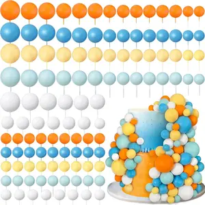 180pcs Mini Balloon Cake Decorations, Foam Ball Cake Toppers, Round Cake Inserts, Birthday Party Wedding Decoration Supplies, Ornaments, Party Setup