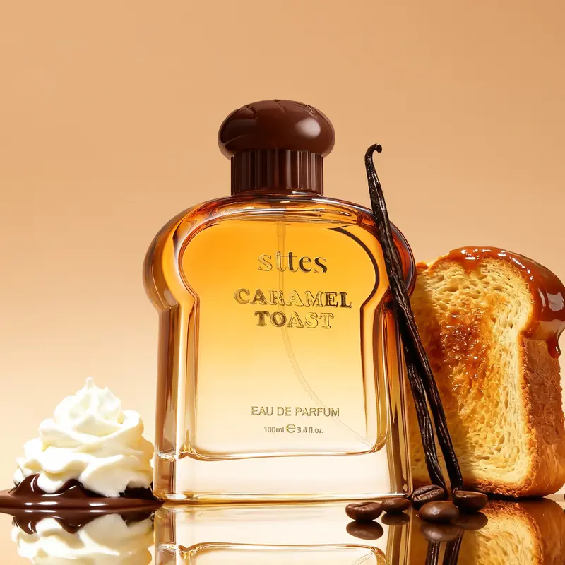 Sttes Caramel Toast Eau de Parfum - 100ml Unisex High-Quality Alcohol-Free Adult Fragrance Gift, Warm GourmandAroma Fragrance with Vanilla, Coffee, Dark Chocolate, BreadNotes, Captivating Scented Bottle