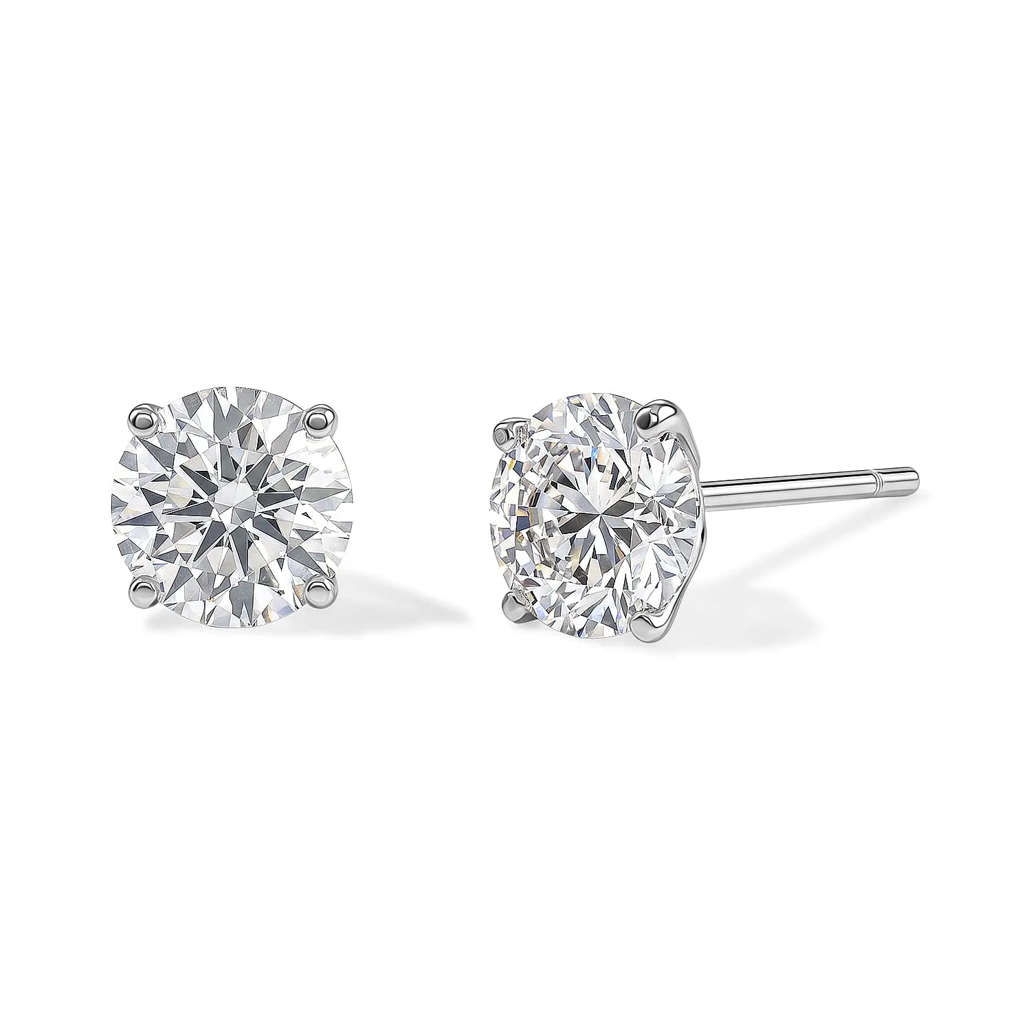 EverTrue Moissanite (Rnd 6.5mm) Solitaire Stud Earrings in Stainless Steel 2.00 ctw