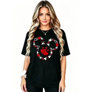 Unisex Black  180g Graphic Print T-Shirt with Heart and Mickey Mouse Inspired Design Casual Crewneck Shortsleeve Tee for Stylish Comfort and Trendy Everyday Wear Perfect Gift Idea Womenswear Tshirt Top Streetwear Top Streetwear Summer Fitted