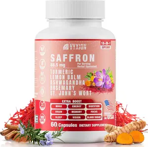 VYXION Saffron 18-IN-1 Saffron Extract Complex Blend with Turmeric & Ashwagandha for Mental Clarity, Focus & Stress Support, Boost Energy & Mood, Support Eye Health - 60 Capsules