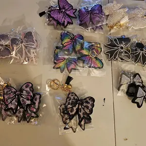 Bow Bling Keychain Charms - Assorted Colors and Designs for Personalization and Style
