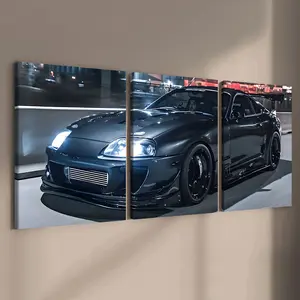 3 Counts Wooden Framed Canvas, Cool Future Technology Sports Car Images, Exquisite Poster, Perfect Living Room Decoration, Modern Art, Fashion Family Poster, Wall Art Decoration, Waterproof Art, Wall Art Painting