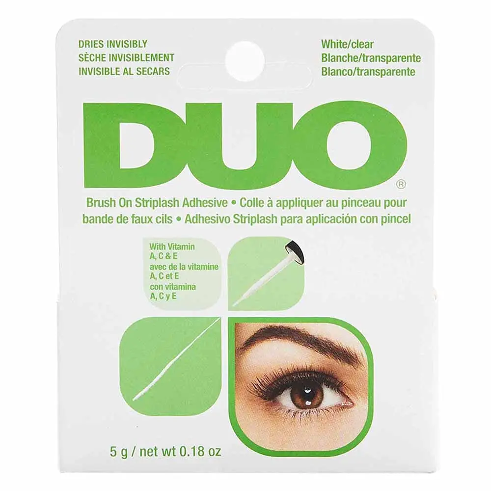 DUO Brush-On Clear Waterproof Strip Lash Glue - Makeup Adhesive with Vitamins A, C & E, Long-Lasting, 0.18 oz, 1 Pack