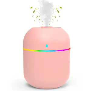 Small Essential Oil Diffuser, 220ml Aromatherapy Diffusers for Home Fragrance Aroma Diffuser with 7 LED Color Night Light and Auto-Off Aromatherapy Mist Diffusers Desk Humidifiers for Bedroom Pink