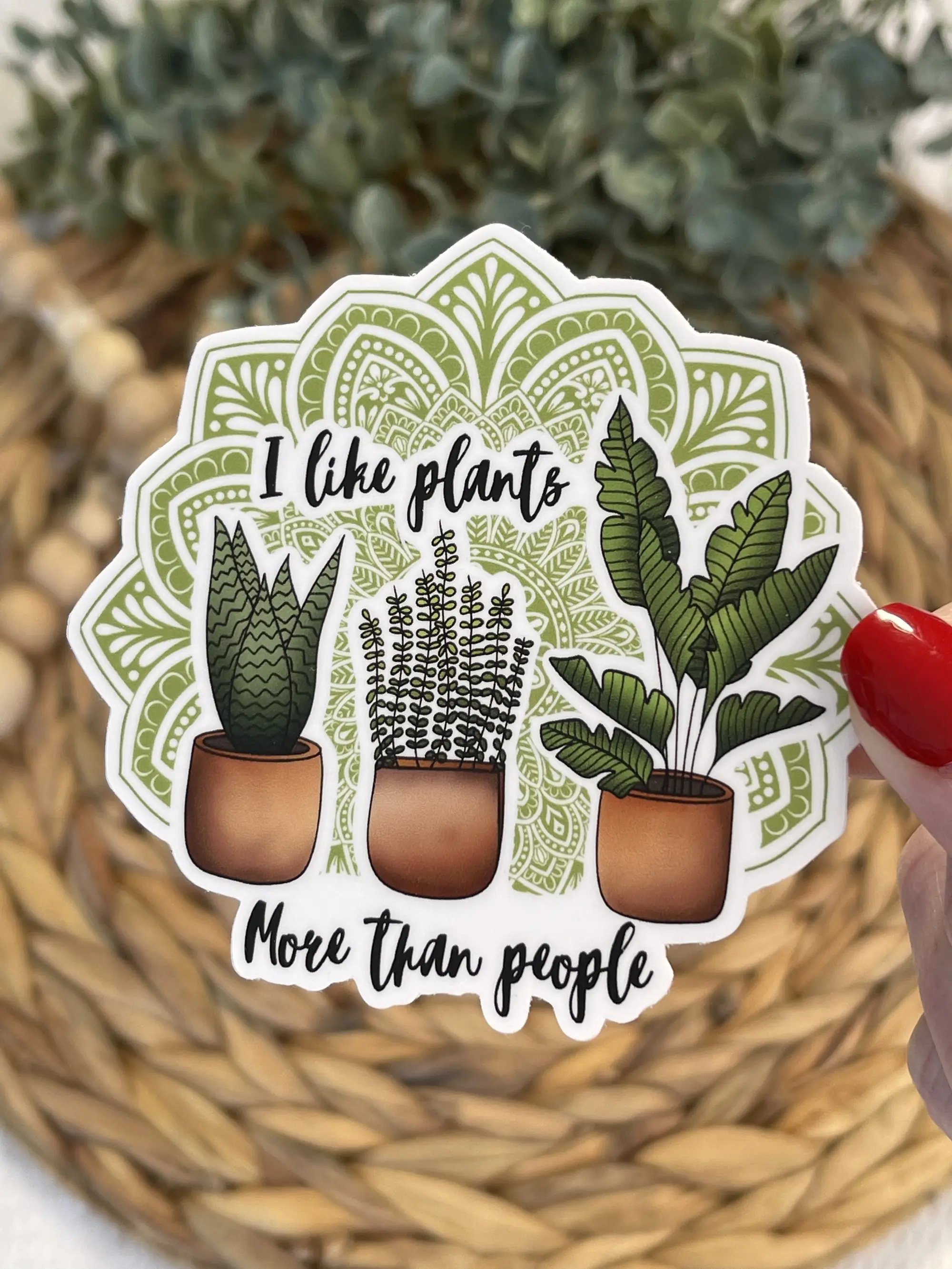 Less People More Plants Sticker, Potted Plant Sticker, Botanical Gardening Sticker, Plant Lover Decal, Crazy Plant Lady Sticker, Plant Life