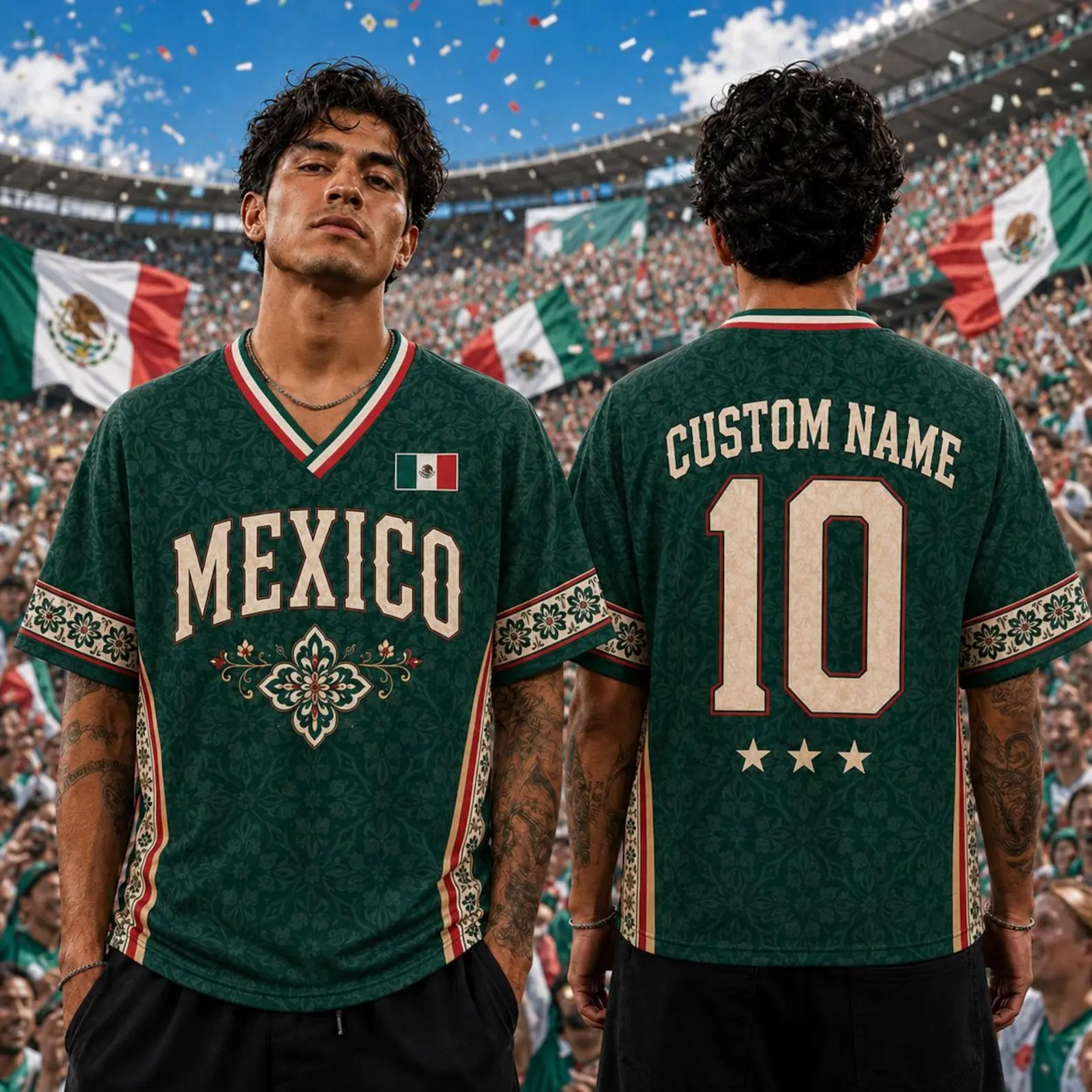 Personalized Mexico Soccer Jersey, Custom Name Number Football Shirt, Vintage Mexican Fan Jersey, Game Day Gift