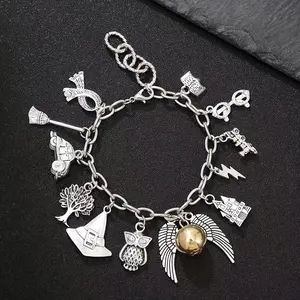 Alloy bracelet cat thief wings bracelet multi-pendant bracelet men's daily wear gift Personalized Jewelry Fashionable Accessories