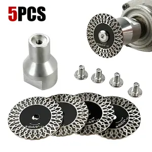 LOZILIN 5PCS 1.5"/40MM Diamond Engraving Blades - Removable Flange for Granite, Marble, Tile & PVC Engraving - Rotary Saw Blades for Stone Lettering, Angle Grinder Carving Grinding Tools