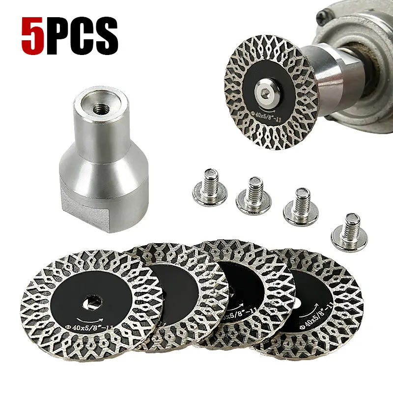 LOZLIN 5PCS 1.5"/40MM Diamond Engraving Blades - Removable Flange for Granite, Marble, Tile & PVC Engraving - Rotary Saw Blades for Stone Lettering, Angle Grinder Carving Grinding Tools fathersdaygift Substrates Concrete