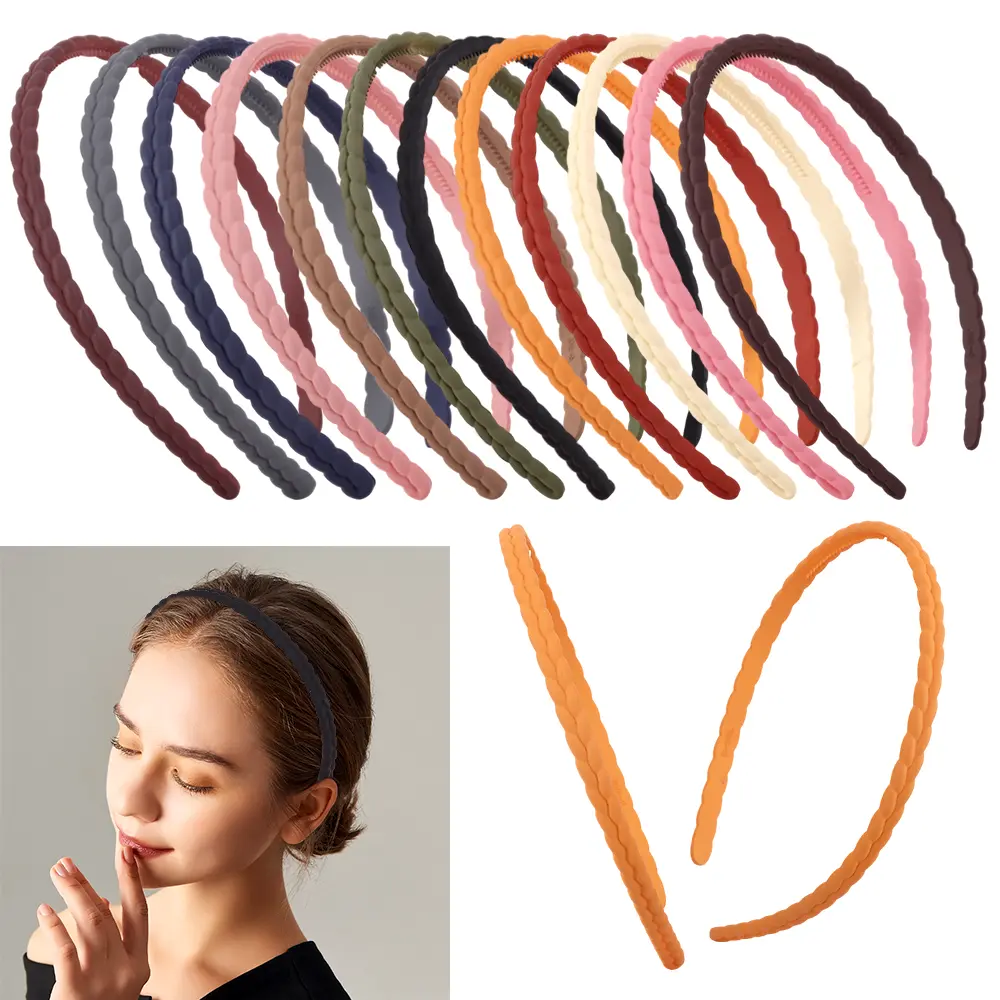 12 PCS Hard Headbands with Teeth for Girls Women Thin Plastic Hair Headbands for Teens Lady