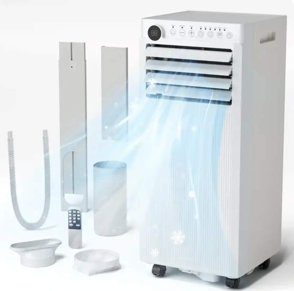 ZAFRO 8000/10000 BTU Portable Aircon - Compact Multi-Mode Unit with Cooling Solutions, Quiet Operation, Dehumidifier, Fan, Remote, 24H Timer, Easy Install for Bedroom/Apartment (Up to 350 Sq.Ft), Compact Unit