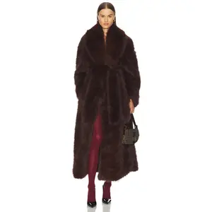 AFRM Lisbon Maxi Faux Fur Coat in Java