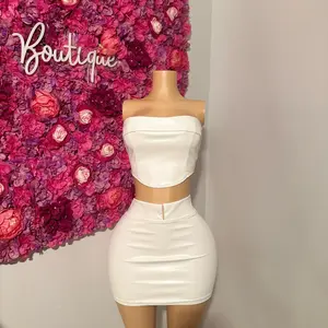 White leather two piece set