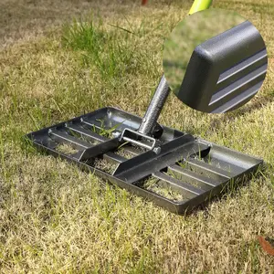 Lawn Leveling Rake, Heavy Duty Levelawn Tool for Garden Level Soil or Dirt Ground Surfaces Easily, 17" x 10" Ground Plate, Steel Handle Length is 60 inch