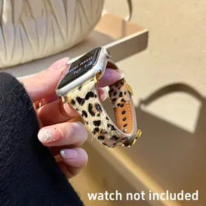 Apple Watch Band Leopard Print Leather Strap, Casual Fashion, Fits Apple Smartwatch Series Ultra Se S1-S11, Sizes 42-49mm, Smart Watch Accessories
