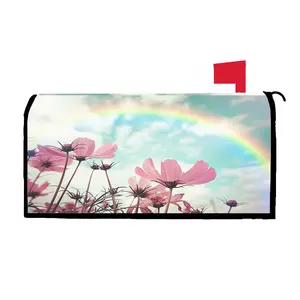 Creative Fun Beautiful Flower Mailbox Sticker Set, Outdoor Decorative Mailbox Cover, Printed Mailbox Tube Sleeve, Hot Selling Item