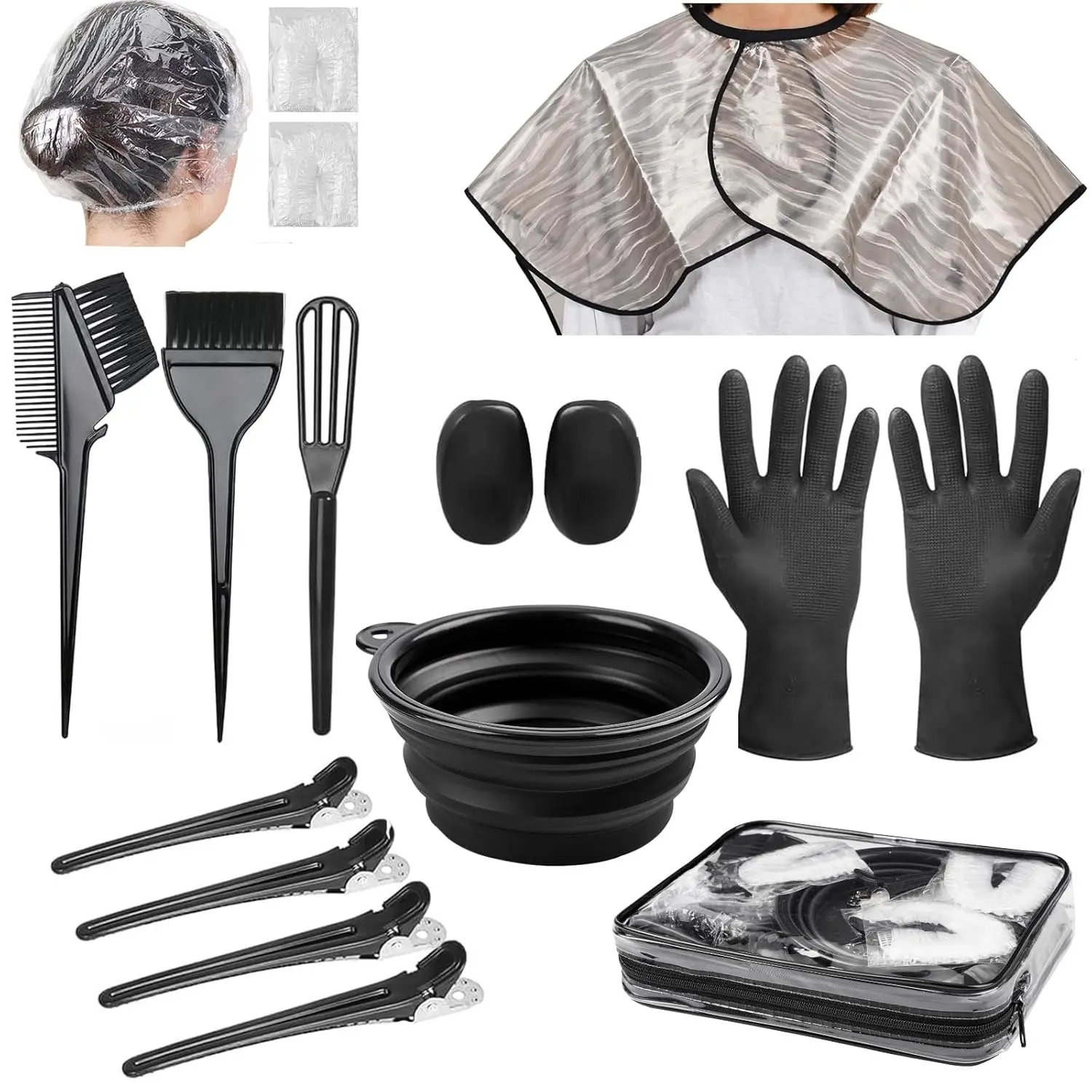 16 Pcs Professional Hair Bleach Kit Hair Coloring Products with Hair Dye Brush, Hair Color Bowl, Hairclips, Applicator, Earmuffs for Hair Highlighting and Hair Coloring at Home