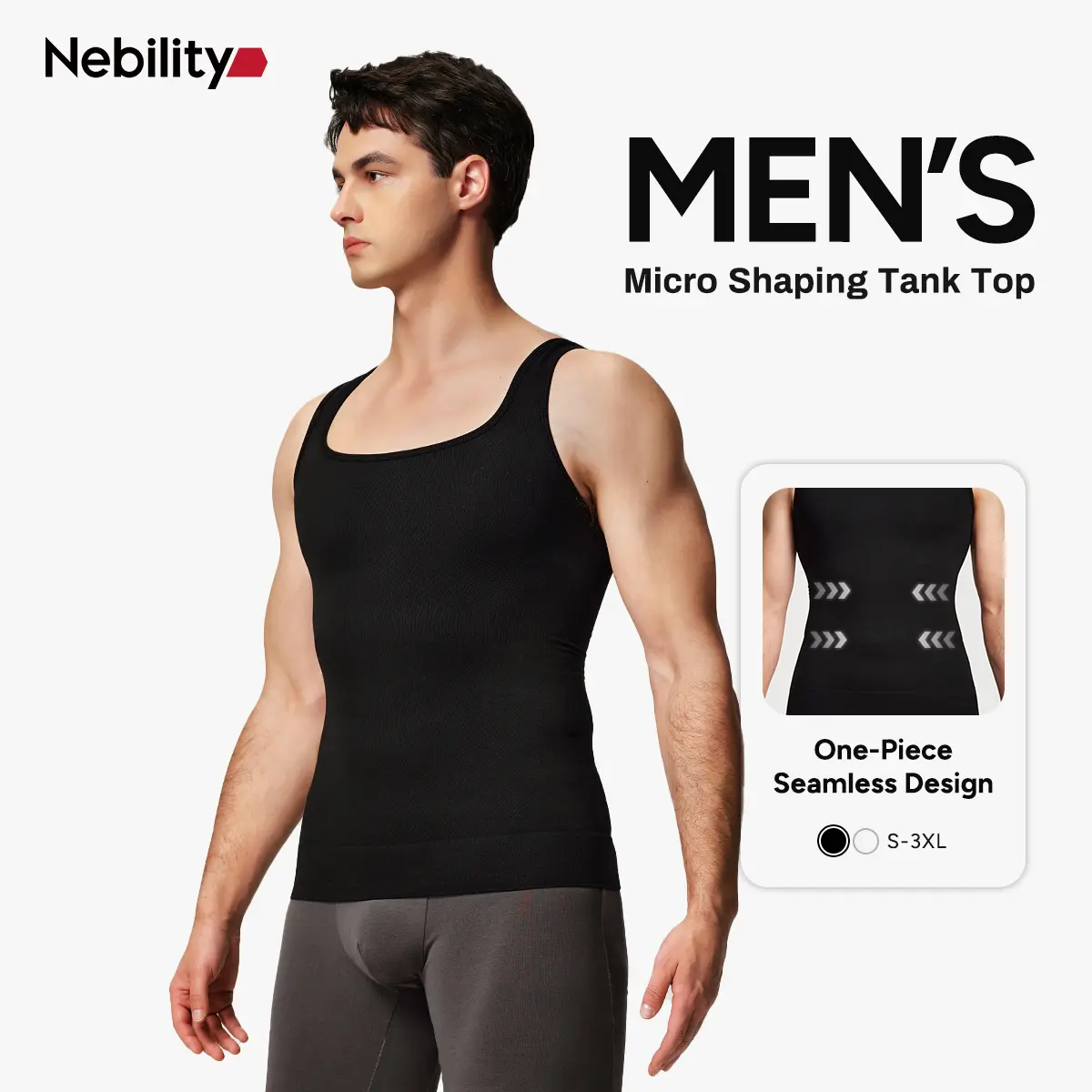 【New Arrival】Nebility Men’s Lightweight Shapewear Sports Vest – 3D Seamless Compression Tank, Comfortable, Breathable & Odor-Resistant for All-Day Wear，fathersdaygift