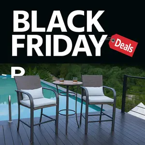 NAGA BAHAN Outdoor Bar Height Bistro Table Set, 40-Inch Patio Bar Table Bistro Dining Table Pub Table with Wooden-Like Table Top & Metal Frame