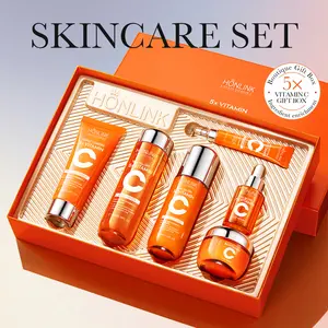 [SADOER->HONLINK] Korean 5X Vitamin C Skincare Set with Niacinamide & Hyaluronic Acid for Deep Moisturizing,Repairing,Nourishing Skincare Kit
